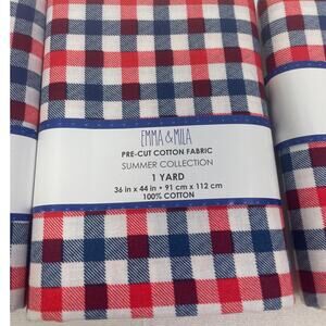 1 YD New Emma & Mila 36" X 44" USA Red White Blue Gingham Quilting Cotton Fabric